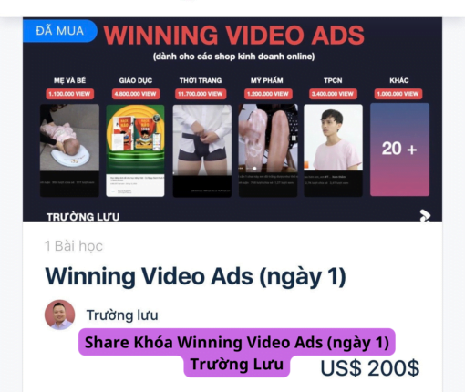 share khóa winning video ads (ngày 1) trường lưu
